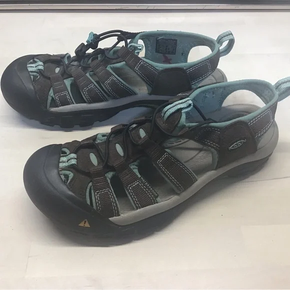 KEEN Women's Chocolate Brown and Green Sandals 8.5 EUC - Picture 1 of 8